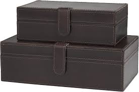 Deep Brown Square Leather Box